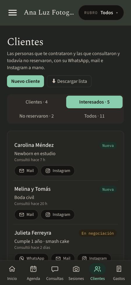 Clientes e interesados