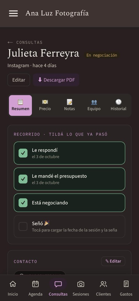 Ficha de una consulta