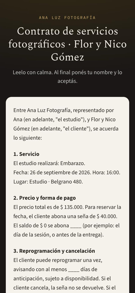 El contrato como lo ve el cliente
