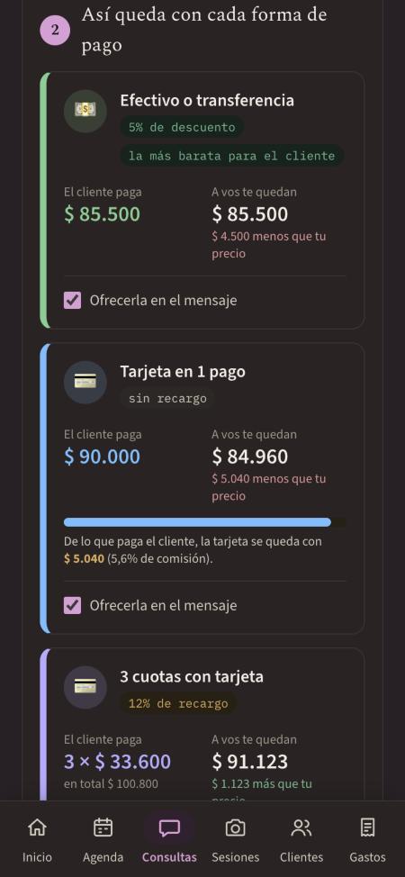 Formas de pago con recargos y comisiones