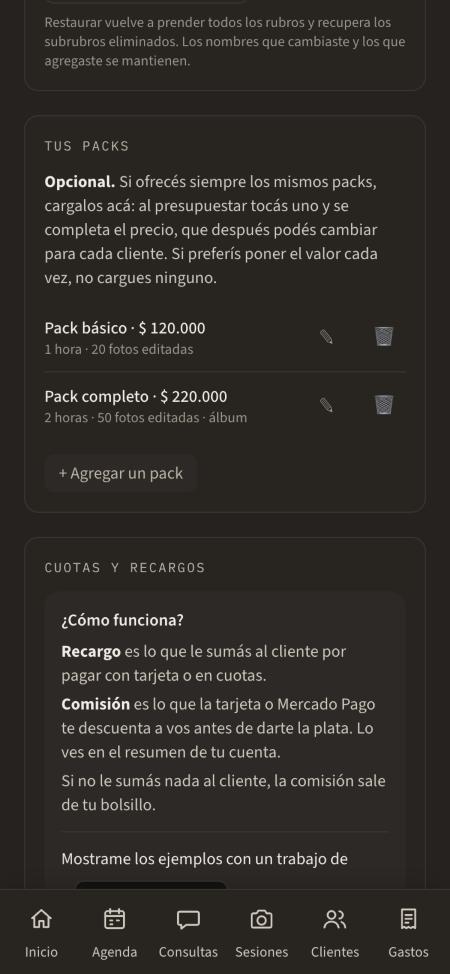 Ajustes: tus packs