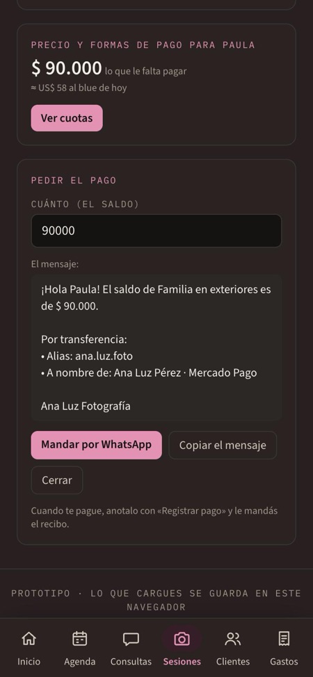 Pedir el pago: el mensaje con el monto y el alias