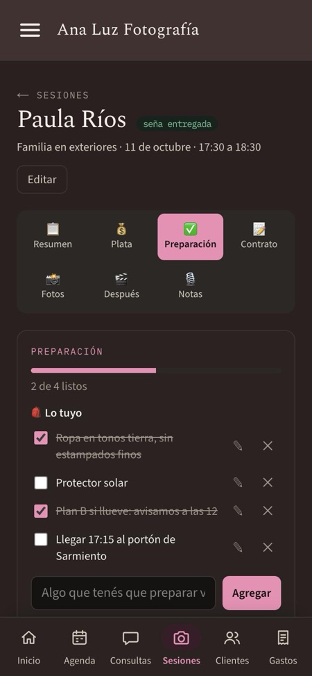 Preparación: lo tuyo y para el cliente