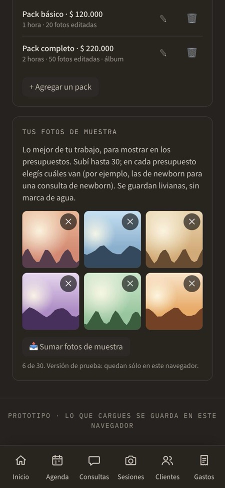 Ajustes: imágenes de muestra