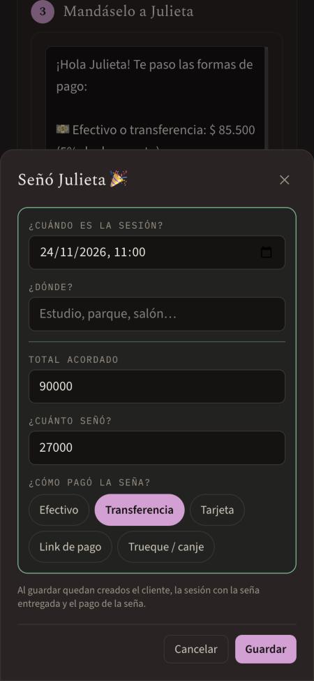 Señó: cargar sesión y seña