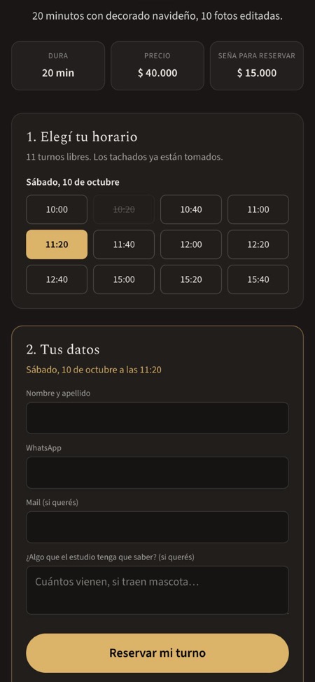 El cliente elige un horario libre